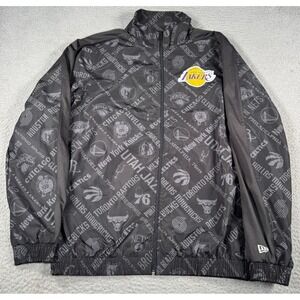 New Era Jacket Men's Medium Black Track Los Angeles Lakers NBA Basketball Sports